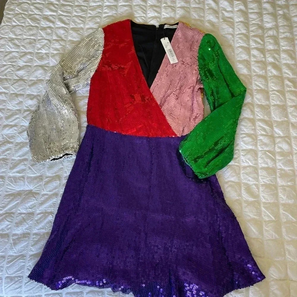 Alice + Olivia multi colored sequin mini dress - Picture 8 of 15